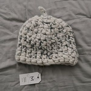 NWT Mischa Lampert Nip Beanie, White/Grey/Silver Sparkle, Regular